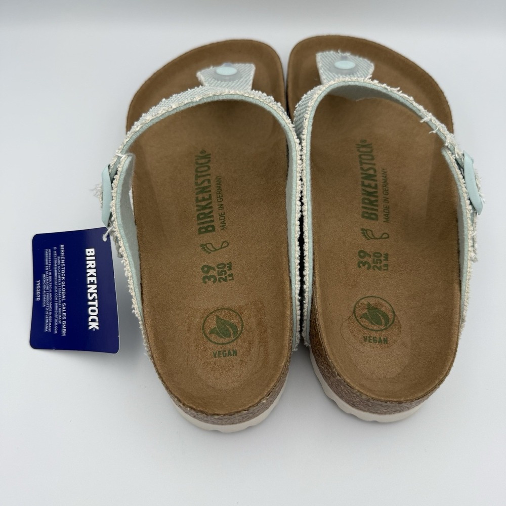 Birkenstock Gizeh Sandals Vegan Textured M6/W8 Slip On Light Blue T-Bar Thong - Picture 4 of 8